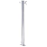 vidaXL Wassersäule für den Garten, Wasserhahn mit 1 Haken, Gartenwassersäule für Gartenbewässerung, Wasserzapfsäule Wasserzapfstelle, Edelstahl Rund