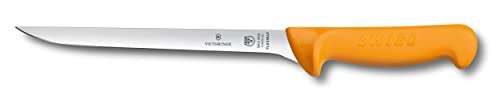 Victorinox Küchenmesser Swibo Fischfiletiermesser, Swissmade, Normaler Schliff flex, 20 cm Klingenlänge, orange, Schwarz