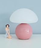 MeYuxg Pilzlampe Kabellos, Flowerpot Lampe mit 3 Helligkeitsmodi, Mushroom Lamp Dimmbar, Led Retro Deko Lampe, Kleine Nachttischlampe Aesthetic, Tischlampe Pilzform für Schlafzimmer, Büro(Rosa)