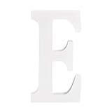 MECCANIXITY Weiße Holzbuchstaben 10,2 cm, Holzbuchstaben für Wanddekoration, dekorative stehende Buchstaben, Scheiben, Schild, Dekoration für Handwerk, DIY, Heimparty-Projekte (E)