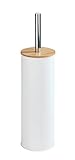 WENKO WC-Garnitur Mod. Tortona, geschlossene Toilettenbürste aus Stahl, kombiniert mit Bambus, Ø 9,5 x 38,5 cm, Weiß