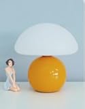 MeYuxg Pilzlampe Kabellos, Flowerpot Lampe mit 3 Helligkeitsmodi, Mushroom Lamp Dimmbar, Led Retro Deko Lampe, Kleine Nachttischlampe Aesthetic, Tischlampe Pilzform für Schlafzimmer, Büro(Orange)