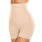 SIMIYA Bauchweg Unterhose Damen Hohe Taille Shapewear Figurformende Nahtlose Miederhose Leggings Kurze Bauchstraffung Miederpants Body Shaper Bauchkontrolle Unterwäsche(Beige, XL)