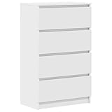 vidaXL Sideboard, Kommode mit viel Stauraum, Schrank mit 4 Schubladen, Schubladenschrank Anrichte für Wohnzimmer, Modern, Weiß 60x35x98,5cm Holzwerkstoff