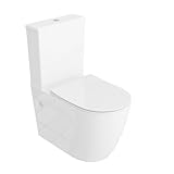 LAVITA Einteilige Stand-WC mit eingebautem Spülkasten RUNSON WHITE | Komplett-Set | WC deckel mit Absenkautomatik | Keramik Toilette Spülrandlos | Toilettenschüssel | Spülsystem TORNADO