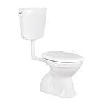 Komplettset Stand WC Abgang Boden Senkrecht Tiefspüler + Deckel + Spülkasten Weiß