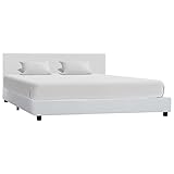 THOYTOUI Bettgestell, Seniorenbett Tagesbett Betten Bettsystem Geeignet für Mehrbettzimmer Wohnung Gästezimmer Schlafzimmer Weiß Kunstleder 140x200 cm