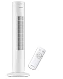 Pro Breeze Turmventilator, Ventilator 70° Oszillation, Säulenventilator mit 3 Geschwindigkeitsstufen, 60W Ventilator mit Fernbedienung und Timer, 79 cm Höhe, Weiß