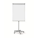 Bi-Office Mobiles Flipchart Smart, mit 5 Rollen, Magnetisch, Aluminiumrahmen, Tafelgröße 70 x 100 cm, Gesamthöhe 180 cm,Grau,