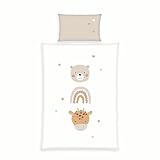 Herding babybest Little Friends Bettwäsche, Kopfkissenbezug 40 x 60 cm mit Hoteleinschlag, Bettbezug 100 x 135 cm, Mit Reißverschluss, 100% Baumwolle/Renforcé, Twin