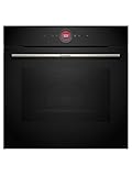 Bosch HBG7741B1, Serie 8 Smarter Einbau-Backofen, 60 x 60 cm, Made in Germany, Schwarz, Pyrolyse & Hydrolyse Selbstreinigung, Air Fry, Back Assist, 4D Heißluft, Farb-Touchscreen & Bedienring