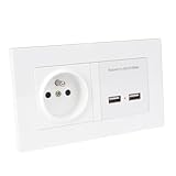 VERDANVERSE Europäische Standard Type Wandsteckdose mit Dualem USB Ladegerät Zweipolige Steckdose Weiß Professionell Installierbar Geeignet für Tablet PC Mobilgeräte Vielseitig für Hotel
