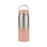 IWENZHKPA Trinkflasche Wasserflasche Farbverlauf-Edelstahl-Thermosbecher, Tragbarer Wasserbecher, Tragbare Sportwasserflasche Trinkflasche Fitness(Pink,21cm)