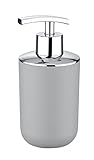 WENKO Seifenspender Brasil, nachfüllbarer Seifendosierer für Badezimmer und Küche, aus bruchsicherem Kunststoff, BPA-frei, Fassungsvermögen: 320 ml, 7,3 x 16,5 x 9 cm, Grau
