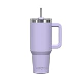 WATERSY 30oz Kaffeebecher to Go Thermobecher Doppelwandiger Edelstahl Vakuum Auslaufsicher Trinkbecher mit Griff und Strohhalm Thermal Tumbler Lila