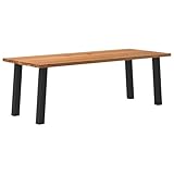MOBCANT Esstisch Hellbraun 220x90x74 cm Massivholz Eiche Rechteckig, Tisch Theke bar Table Bartisch Verwendbar für Speisesaal Restaurant Wohnzimmer Wohnung