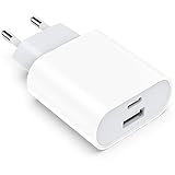 USB C Ladegerät, 20W 2Port USBC Netzteil Adapter Mehrfach für iPhone 15 14 13 12 11 Pro Max SE 2020 XS XR X 8 7 6 Plus, iPad, Samsung, Schnellladegerät Handy Stecker Charger Ladestecker Ladeadapter