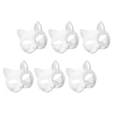 HOLIDYOYO 6 Stück Weiße Papiermaske Leere Katzenmaske Unbemalte Diy-Gesichtsmaske Katzenmasken Zum Dekorieren Therian-Masken Weiße Katzenmaske Für Tanz-Cosplay-Party