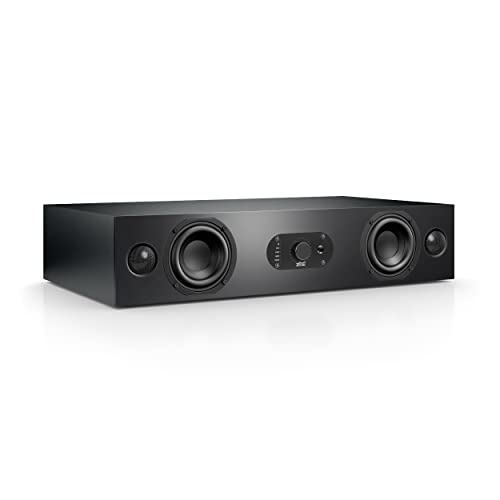 Nubert nuBoxx AS-225 max | schwarze Soundbar mit schwarzer Front | Soundplate für Streaming | TV-Lautsprecher mit Bluetooth aptX HD | Soundbase mit 180 W | Stereobase mit Sprachoptimierung | Sounddeck