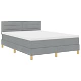 vidaXL Boxspringbett Mit Matratze Hellgrau Polsterbett 140X200 cm Modernes Design Stoff Für Erwachsene Mit Massivholzbeinen Einfache Montage Und Komfortmatratze. Schlafzimmermöbel Rahmen Doppelbasis