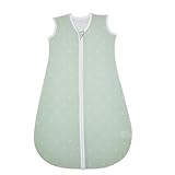 Lilian&Gema Sommerschlafsack Baby 0.5 Tog Schlafsack Baby ohne Ärmel für Sommer, Babyschlafsack Sommer Baumwolle Bequem und Atmungsaktiv Babyschlafsack für 0-6 Monate Grün