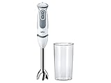 Braun Household Stabmixer MQ 5200 WH - MultiQuick 5 Vario Pürierstab mit Edelstahl Mixfuß, 1000 Watt, inkl. 600 ml Mix- & Messbecher, weiß/grau