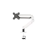 Ultrabreiter Monitorarm für 33 bis 32 Zoll flache/gebogene Computer-Bildschirme, Gasfeder, Einzelmonitorhalterung, hält bis zu 8 kg, Klemm- und Ösenbasis, VESA 75 x 75/100 x 100 mm, Weiß