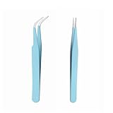 Pinzetten zum Basteln von Edelstahl, Bastelpinzette für Wimpernverlängerungen, Mehrzweck-Pinzette, gerade und gebogene spitze Pinzette, Präzisionspinzette für Heimwerker, Aufkleber, Modelle, 2 Stück