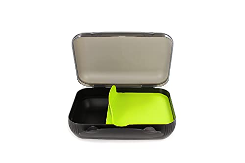 Tupperware to Go 30915, Contenitore Porta pranzo Con separatore, per Sandwich, Colore: Nero/Verde Lime