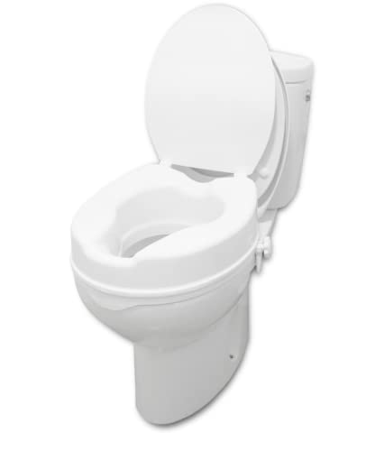 PEPE - Toilettensitzerhöhung 10cm mit Deckel, WC Sitzerhöhung für Senioren, Sitzerhöhung Toilette Erwachsene, Toilettenaufsatz für Senioren, WC Sitzerhöhungen, Toilettenerhöhung Weiß