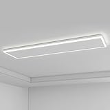 Infrarotheizung Deckenmontage 410 Watt, Infrarot Deckenheizung mit LED Licht Beleuchtung, Infrarotheizung Decke mit Thermostat Fernbedienung, Elektroheizung Heizplatte Heizpaneel Heizkörper 128x33cm