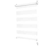 XINAR Doppelrollo Klemmfix ohne Bohren 65x220cm lichtdurchlässig Blickdicht Duo Rollos mit Befestigungssatz, für Wohnzimmer, Schlafzimmer und Küche, Weiß, 22919