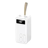 Powerbank Schnellladung Tragbares Ladegerät Externer Akku 4 USB Externer Akku LED-Licht Powerbank Hohe Kapazität Eingebautes 3-Kabel für Tablets