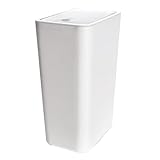 Qtynudy 1 Stück Papierkorb für Wohnzimmer, Büro, Verdickt, mit Deckel, Push-Typ-Kunststoff, Weiß