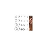 JeweBella 8 Paar Ohrringe Gold Silber Set für Damen Hypoallergen Piercing Ohr Chirurgenstahl Ohrringe Vergoldet 14K Medizinische Ohrstecker Gold Creolen Set Helix Knorpel Piercings für Frauen Männer