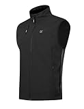 KUTOOK Laufweste Herren Outdoor Weste Golf Running Herbst Wasserdicht Winddicht Fleece Fahrradweste Ärmellose Jacke Softshell Softshelljacke Fahrrad Wanderweste Schwarz L