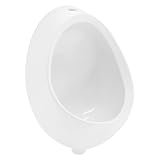 LuxeBath Urinal Weiß Zulauf von Oben, Keramik Pinkelbecken mit Nano-Versiegelung, Modernes Pissoir, 35x46x30 cm, oval, Spülrand geschlossen, Senkrechter Ablauf, WC-Urinal Absaugeurinal Urinalbecken