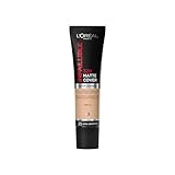 L'Oréal Paris Make up, Wasserfest und langanhaltend, Mattierende, flüssige Foundation mit hoher Deckkraft, Formel mit 4% Niacinamiden, Infaillible 32H Matte Cover, Nr. 25 Cool, 1 x 30 ml