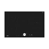 NEFF T68FTV4L0, N 90, Induktionskochfeld, autarkes Glaskeramik-Kochfeld 80 cm breit, Twist Pad, Flex Induction, Home Connect, Smart Hood Automatic, Rahmenlos aufliegend, Schwarz