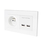 BATHVEVE Europäische Standard Wandsteckdose mit Dual USB Steckdose Unterputz Panel Weiß für Smartphone Tablet PC Ladegeräte Professionelle Installation Erforderlich
