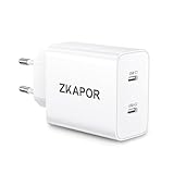 ZKAPOR 45W USB C Ladegerät, 2-Port USB C Netzteil PD Ladegerät USBC Schnellladegerät für Samsung Galaxy S25 S24 S23 S22 S21 S20 Plus/FE/Ultra, A56 A55 A54 A35 A16, Note, Phone 16 Pro Max, Pad Pro