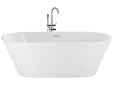 Stilvolle Acryl Badewanne oval freistehend weiß mit Überlauf 150 x 75 cm Havana