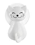 WENKO Saughaken Katze Weiß - Wandhaken, Kleiderhaken, Kunststoff (ABS), 6 x 9.5 x 5.5 cm, Weiß