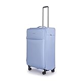 Stratic Light + Koffer Weichschale Reisekoffer Trolley Rollkoffer groß, TSA Kofferschloss, 4 Rollen, Erweiterbar, Größe L, Hellblau