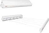 Leifheit Wandtrockner Rollfix 210 Longline, 21m Wäscheleine für 2 Waschmaschinenladungen, ausziehbarer Wäscheständer, platzsparender Trockner, Wäschereck mit Wandmontage