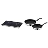 WMF Kult X Doppel- Induktionskochfeld, Kochplatte bis 28 cm, 3500 W & Devil Pfannenset 2-teilig, Bratpfanne 28 cm + 24 cm, Pfanne Induktion, Cromargan Edelstahl beschichtet, Kunststoffgriff