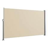 SVITA Seitenmarkise ausziehbar Sichtschutz Balkonmarkise Sichtschutz Sonnenschutz UV50+Terrasse 300x160cm Beige