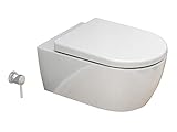 SSWW | Dusch-WC inkl. Softclose Toilettensitz, spülrandlose Taharet Toilette, Toilette mit Bidet-Funktion | 54,5 cm lang