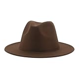 WUFANGBU Fedora Trilby Filzhut Hut Zylinder Herren Light Plate Retro Jazz Filzhut Mit Flacher Krempe Panama M (56-58Cm) Kaffee