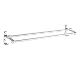 CTIRCHIU Doppel Handtuchhalter aus Aluminiumlegierung Rostfrei mit Zwei Haken zur Wandmontage Badetuch und Duschschwammhalter für Badezimmer Einfache Installation Silberfarben